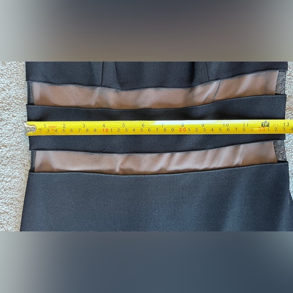 JS Collections Black Illusion Striped Evening Gown | Size 4 | Beaded Neckline - Picture 12 of 13